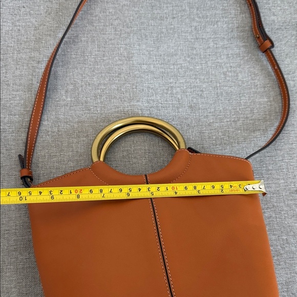 J. Crew Tan Leather Bracelet Crossbody Bag with Gold Handles - Picture 9 of 9